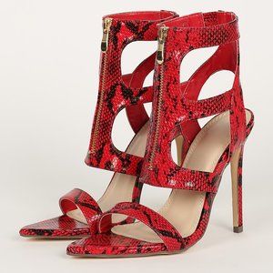 Red Snake Pointy Heels